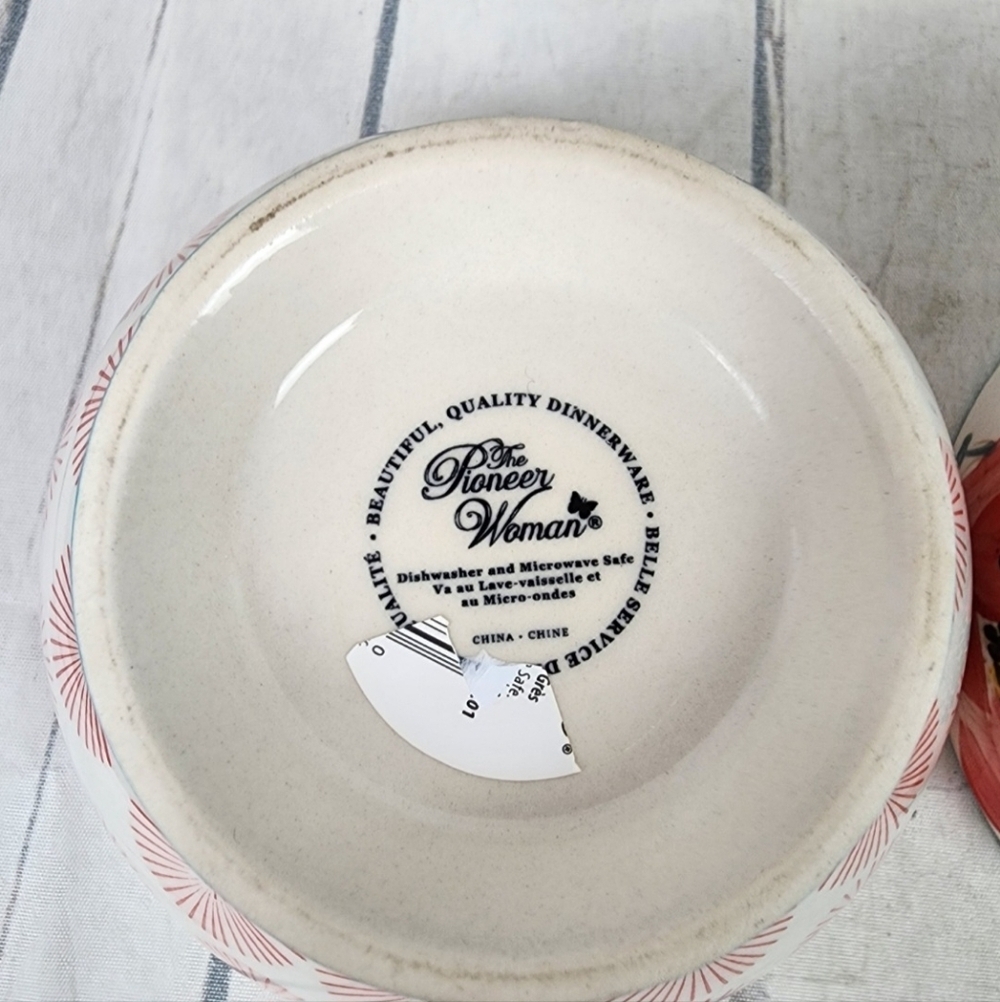 The Pioneer Woman 6Inch Footed Bowls Set of 2 Atomic Starburst Vintage Bloom - Picture 11 of 11